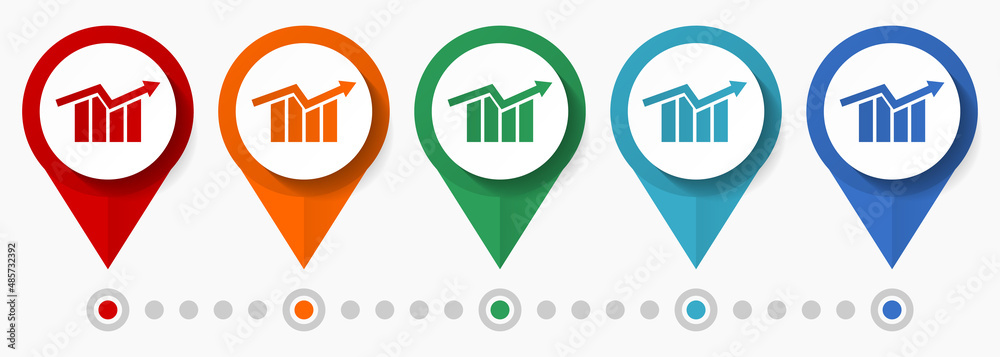 Poster chart, graph concept vector icon set, flat design business pointers, infographic template