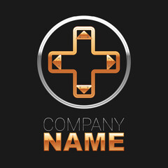 Line Game controller or joystick for game console icon isolated on black background. Colorful outline concept. Vector