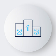 Line Award over sports winner podium icon isolated on white background. Colorful outline concept. Vector