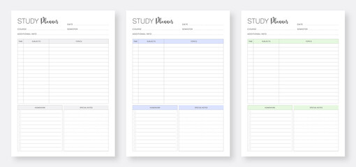 Study Planner Template Design. Printable Study Planner Template. Set of Minimalist Education Planner Template. Minimalist Planner Template Set. Daily Study Planner Template Design.