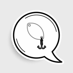 Line Fishing spoon icon isolated on grey background. Fishing baits in shape of fish. Fishing tackle. Colorful outline concept. Vector
