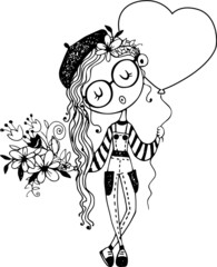 Chibi Girls Coloring Page For Kids 