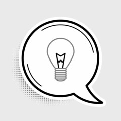 Line Light bulb with concept of idea icon isolated on grey background. Energy and idea symbol. Inspiration concept. Colorful outline concept. Vector