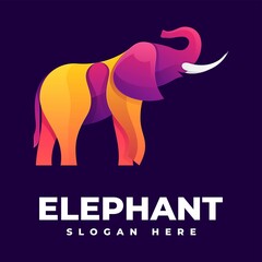 Vector Logo Illustration Elephant Gradient Colorful Style.