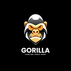 Vector Logo Illustration Gorilla Gradient Colorful Style.