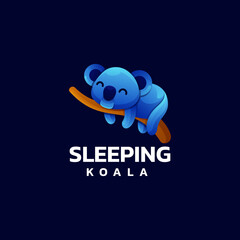 Vector Logo Illustration Sleeping Koala Gradient Colorful Style. © Artnivora