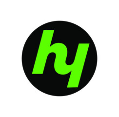 HY brand name initial letters monogram. Green HY company round icon.