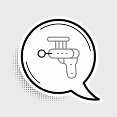 Line Ray gun icon isolated on grey background. Laser weapon. Space blaster. Colorful outline concept. Vector