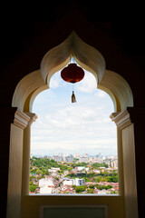 Chinese Lantern Hanging in a Window at Kek Lok Si Temple, Penang, Malaysia, Southeast Asia