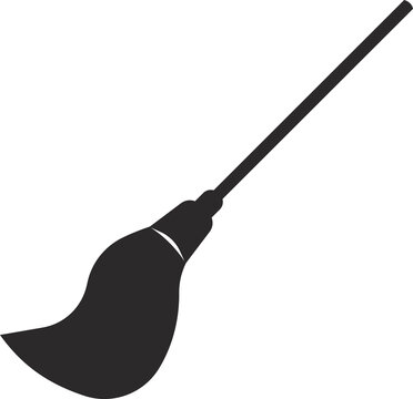 A broom for garbage collection. Black flat symbol.