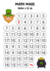 Get cute leprechaun to the cauldron by counting to 16.