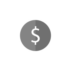 Dollar coin grey flat vector icon