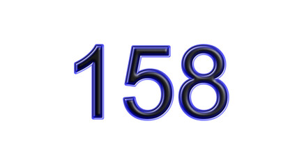 blue 158 number 3d effect white background