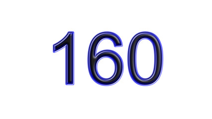 blue 160 number 3d effect white background