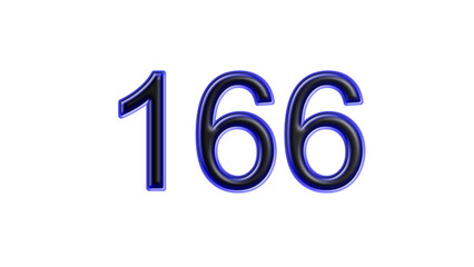 blue 166 number 3d effect white background