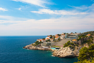 Fototapeta na wymiar Hotel at a tourist resort, Dubrovnik, Mediterranean Coast, Croatia