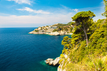 Fototapeta premium Photo of a hotel at a tourist resort, Dubrovnik, Mediterranean Coast, Dalmatia (Dalmacija), Croatia