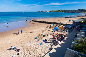 Swanage Beach in the summer, Dorset, Jurassic Coast, England, United Kingdom, Europe