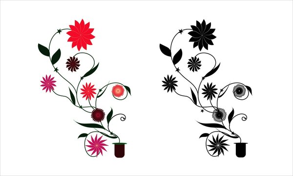 Red Color and other Colors Flowwer Design.