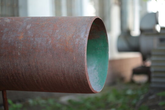 rusty large diameter pipe, metal pipe