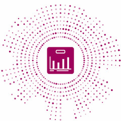 Purple Pie chart infographic icon isolated on white background. Diagram chart sign. Abstract circle random dots. Vector