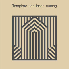 Laser cutting. Template for panels of wood, metal. Geometric pattern. Decorative wall. Square stand for cut.