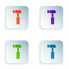 Obraz premium Color Hammer icon isolated on white background. Tool for repair. Set colorful icons in square buttons. Vector