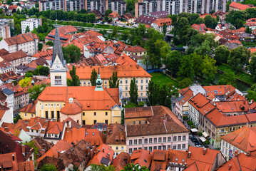 Fototapeta na wymiar View from Ljubljana Castle of Ljubljana Old Town, Slovenia, Europe