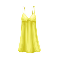 Silk sleeping dress, sleepwear for women. Textile night clothes cartoon vector illustration