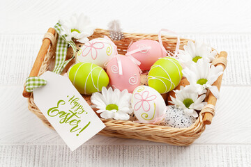 Easter greeting card with easter eggs