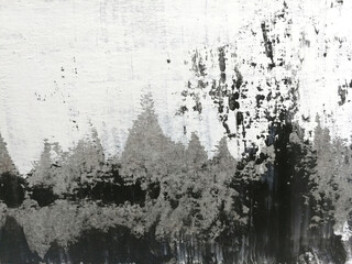 Watercolor black and white asian ink abstract hand drawn template background.	