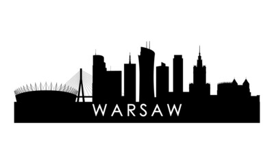 Warsaw skyline silhouette. Black Warsaw city design isolated on white background. - obrazy, fototapety, plakaty