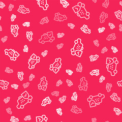 White line Taxi car insurance icon isolated seamless pattern on red background. Vector
