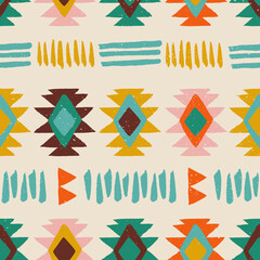 Traditional Native Americans Southwest, Navajo style, Aztec, Wild West seamless pattern. Ethnic, tribal geometric print. © Art n Peaches