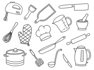 Illustration of items from the kitchen. Cooking utensils. Cooking accessories.
