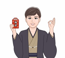羽織袴を着た若い男性