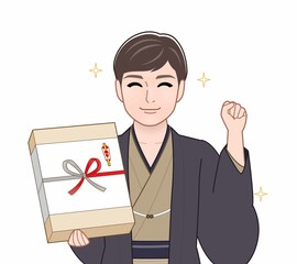 羽織袴を着た若い男性