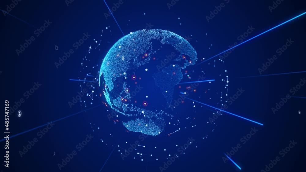 Poster Global communication network concept. Digital transformation.