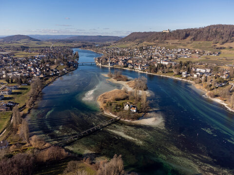 Die Werd-Inseln im westlichsten Teil vom Untersee des Bodensees, zwischen Eschenz und Stein am Rhein