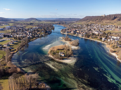 Die Werd-Inseln im westlichsten Teil vom Untersee des Bodensees, zwischen Eschenz und Stein am Rhein