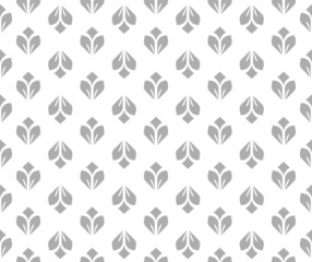 Flower geometric pattern. Seamless vector background. White and gray ornament.