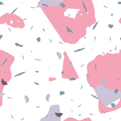 Terrazzo seamless pattern. Pink venetian flooring