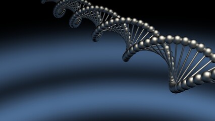 Obraz premium Science Molecular Titanium DNA Model Structure under blue flash light. 3D illustration. 3D CG. 3D high quality rendering.