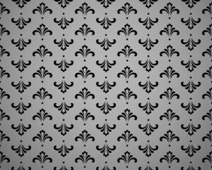 Flower geometric pattern. Seamless vector background. Black and gray ornament