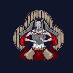 demon geisha woman illustration
