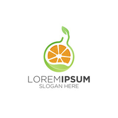 fruit orange leaf gradient logo design