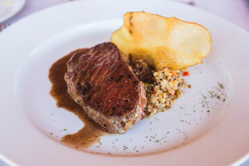 Steak at Hotel Alto Atacama Desert Lodge and Spa, San Pedro de Atacama, Atacama Desert, Chile, South America