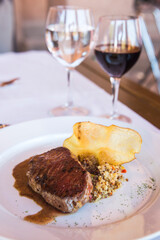 Steak at Hotel Alto Atacama Desert Lodge and Spa, San Pedro de Atacama, Atacama Desert, Chile, South America