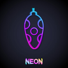 Glowing neon line Christmas toy icon isolated on black background. Merry Christmas and Happy New Year. Vector