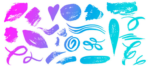 Watercolor set with spots and figures. Collection of hand-drawn  elements for you design.